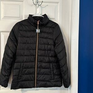 NWT Women’s Pink Platinum Black Long Sleeve 100% Polyester Puffer Jacket Size L